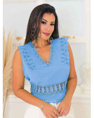 Blusinha manga curta azul bebê | Moda Evangelica